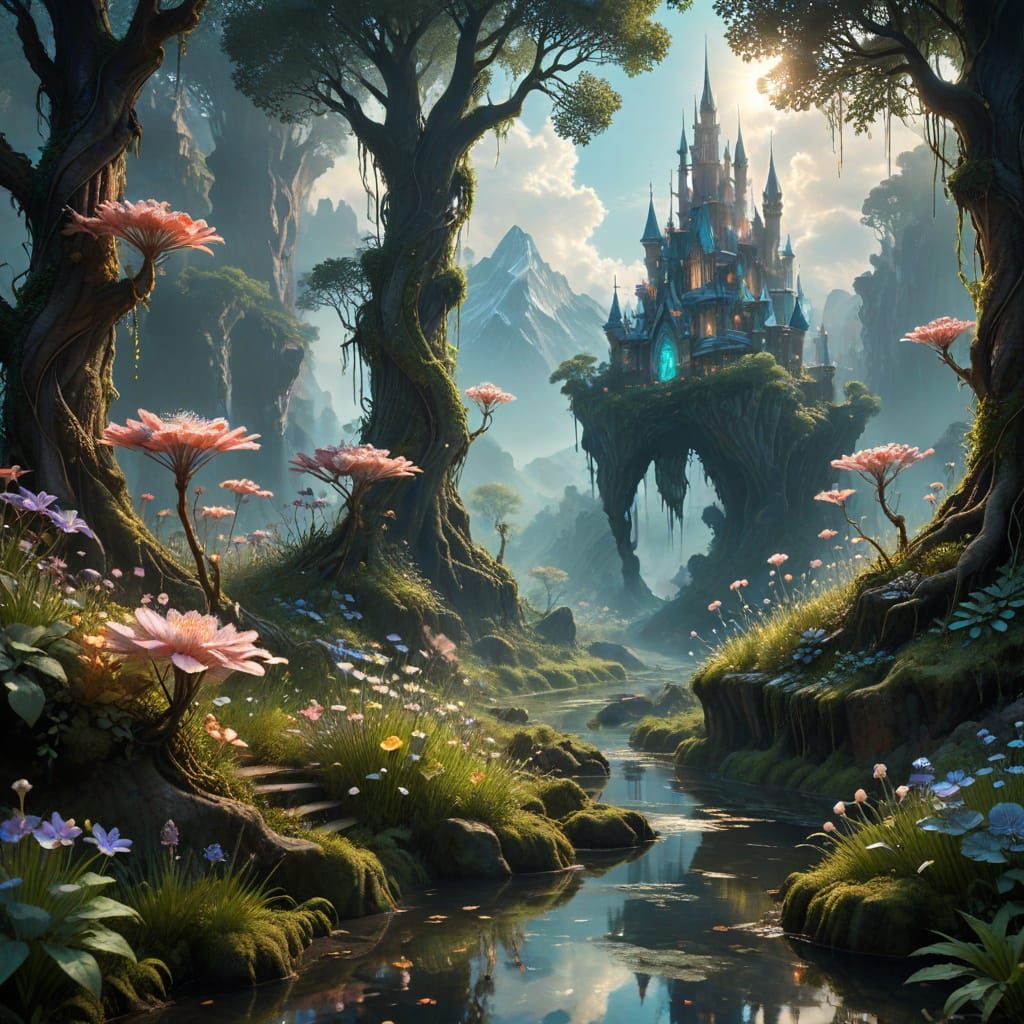 Hyperrealistic Dreamscape: Luminous Canvas of the Cosmos