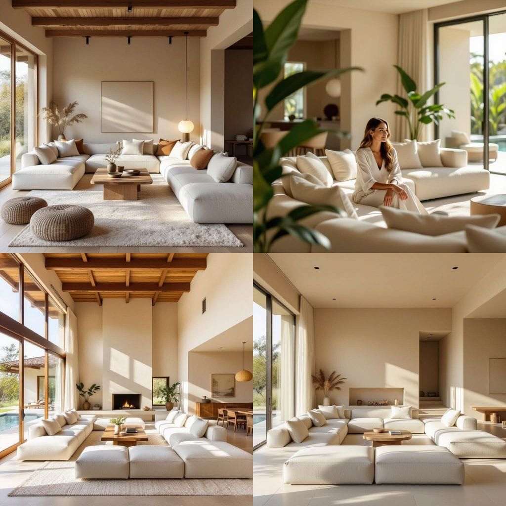 Minimalist Villa Interior with Sunken Living Room