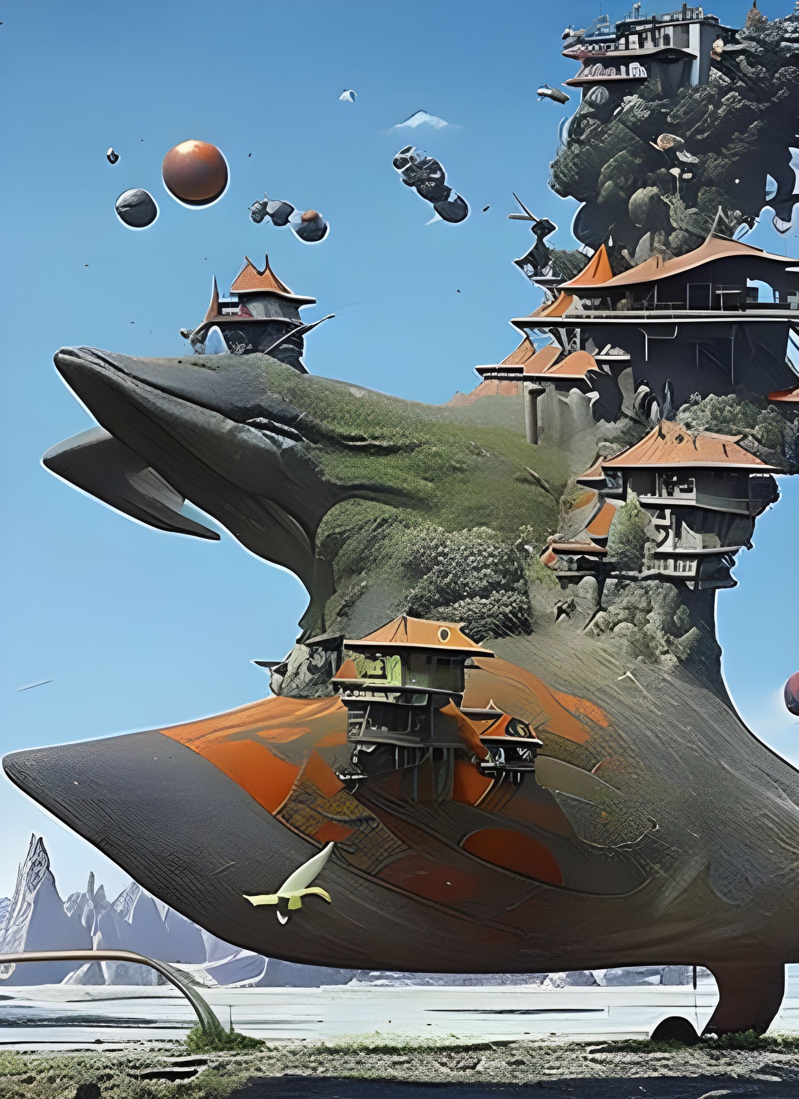 Futuristic Cityscape with Bizarre Creatures