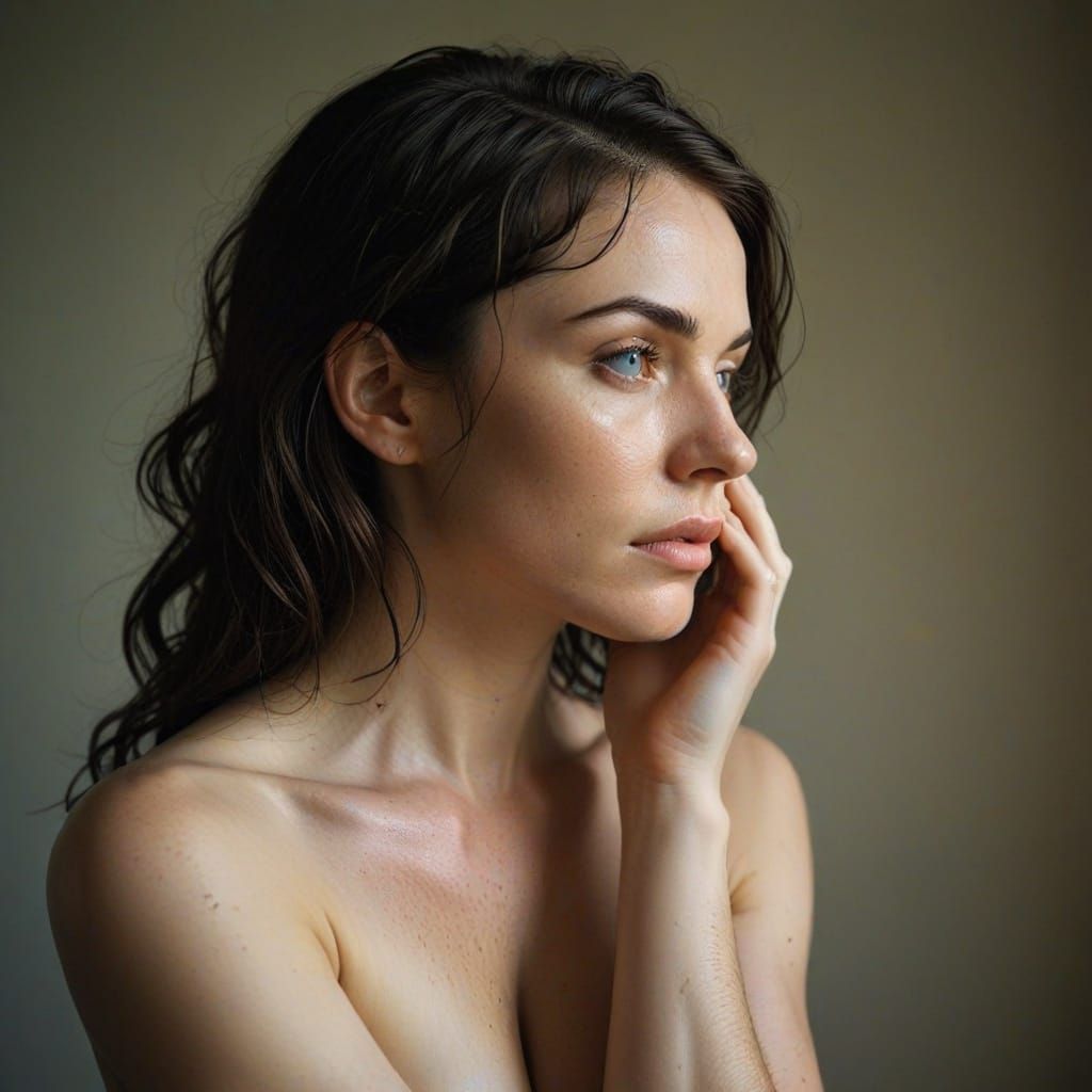 Intimate Portrait of Young Woman in Soft Light