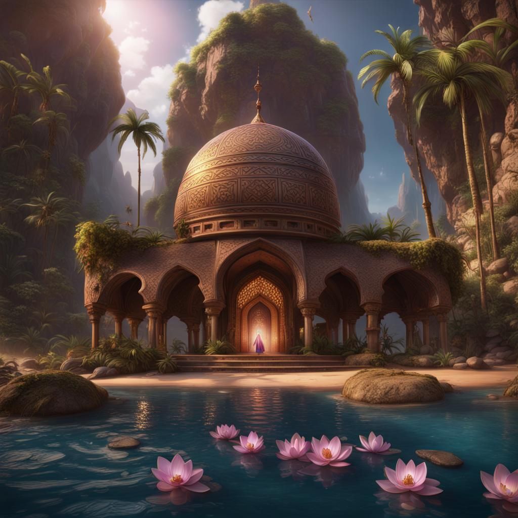 Mystical Persian Adobe Dome on Exotic Beach
