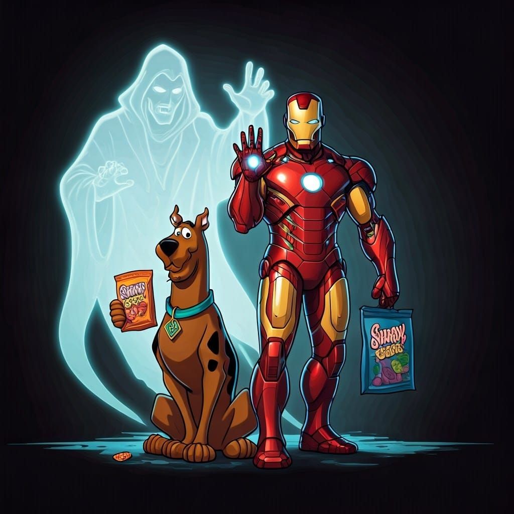 Scooby Doo and Iron Man Ghost Confrontation