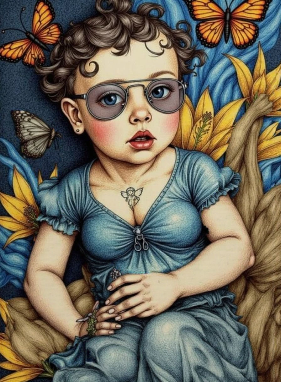 Triptych of Dawn, Noon, and Dusk in Hand-Drawn Style