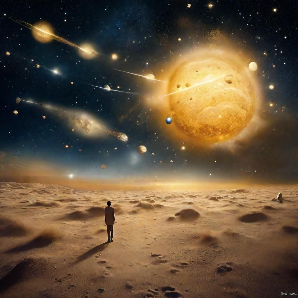 Cosmic Timeline in Surrealist Style