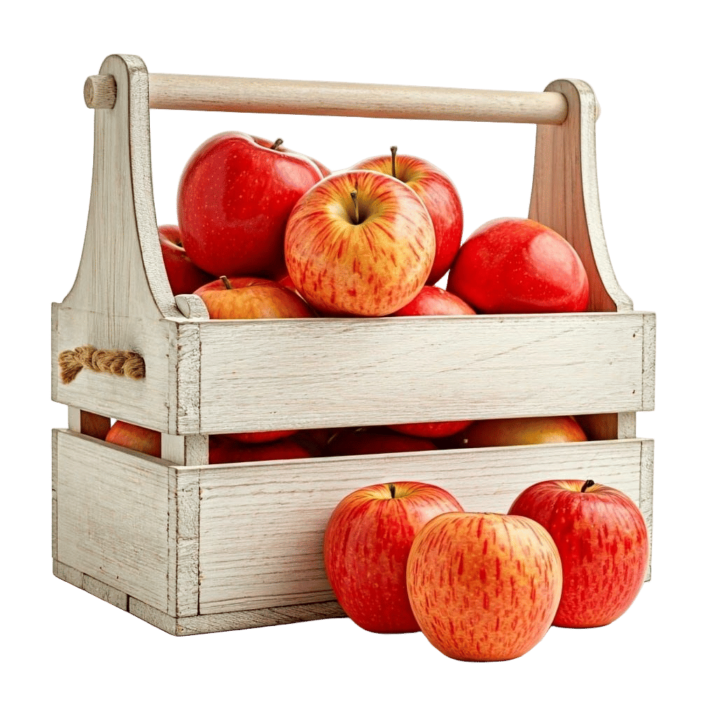 Vibrant Wooden Crate Filled with Apples in Studio Style
