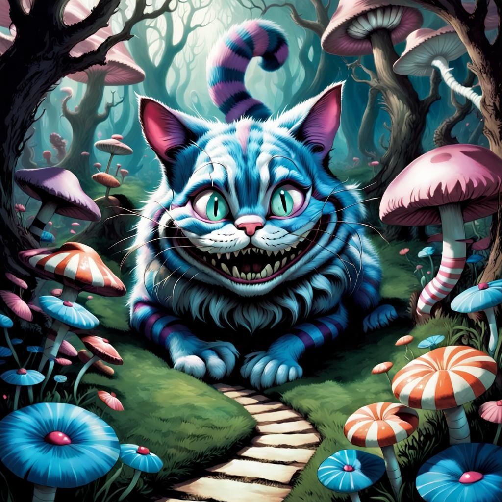 Cheshire Cat in Wonderland with Refractive Colors