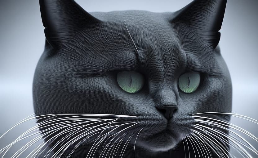 Giger-esque Black Cat with Sacred Geometry
