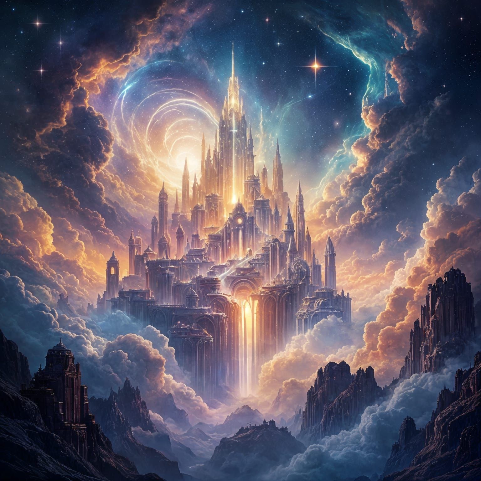 Mythical City of Light in Cosmic Nebulae