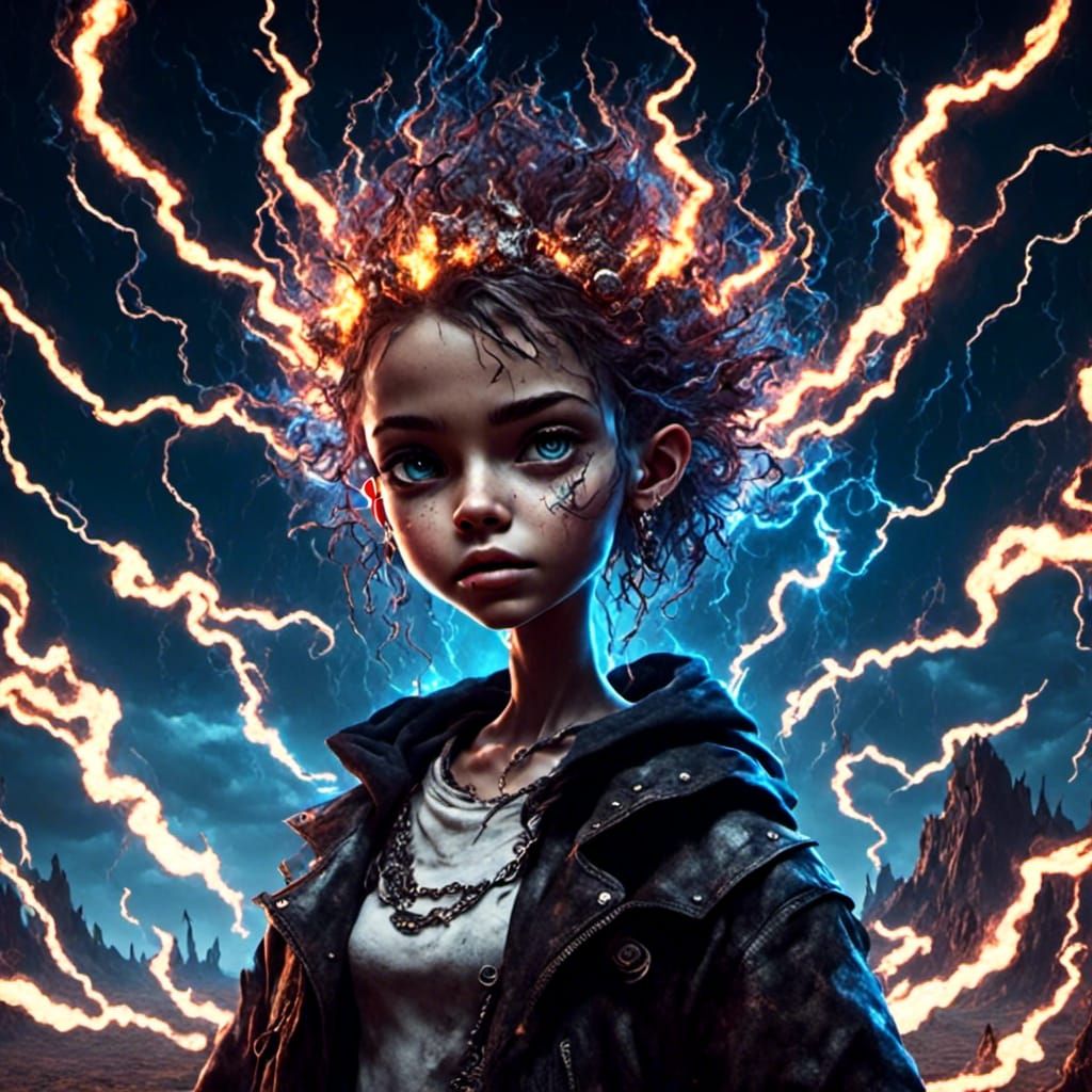 Cute Alien Creature Hit by Lightning, 3D Render