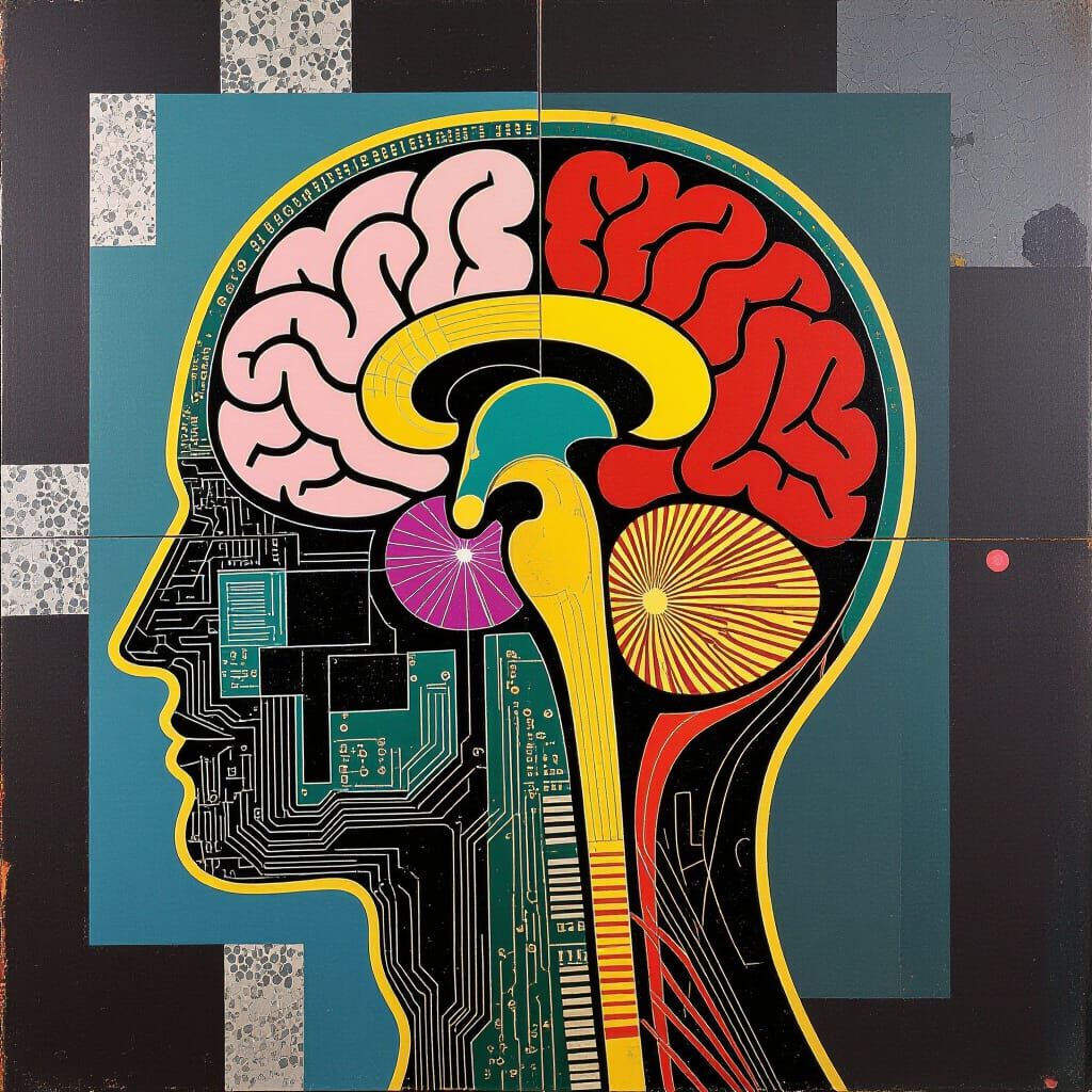 Circuit Board Brain Surgery Oil Painting