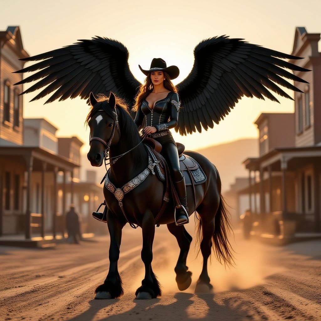 Mysterious Woman 'The Black Angel' Rides Through Golden West...