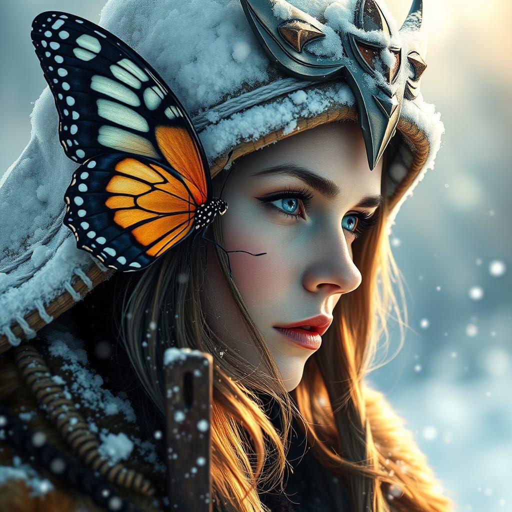 Viking Queen Butterfly in Winter Wonderland