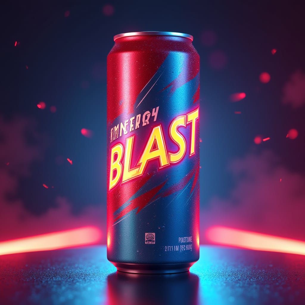 Modern Energy Drink Can in Futuristic Neon Aesthetic