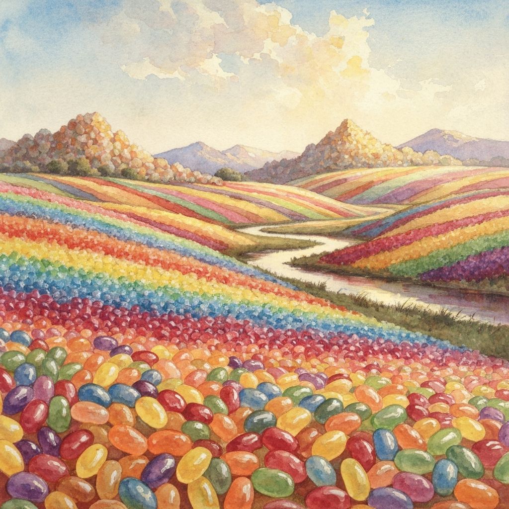 Jellybean Hills Landscape in Turner Watercolor Style