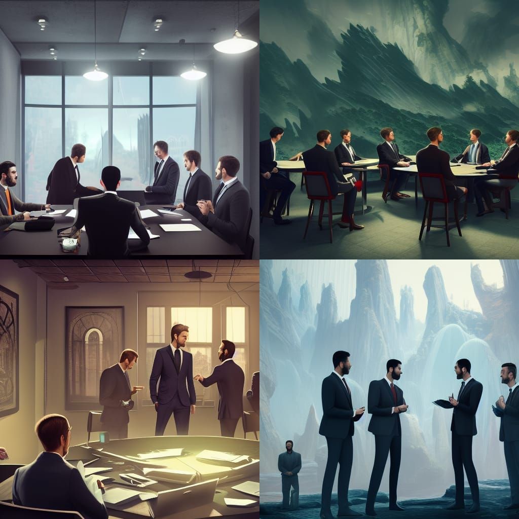 Men in Suits Having a Meeting