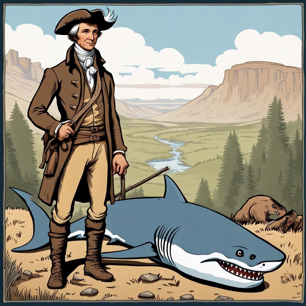 Lewis and Shark on the Oregon Trail