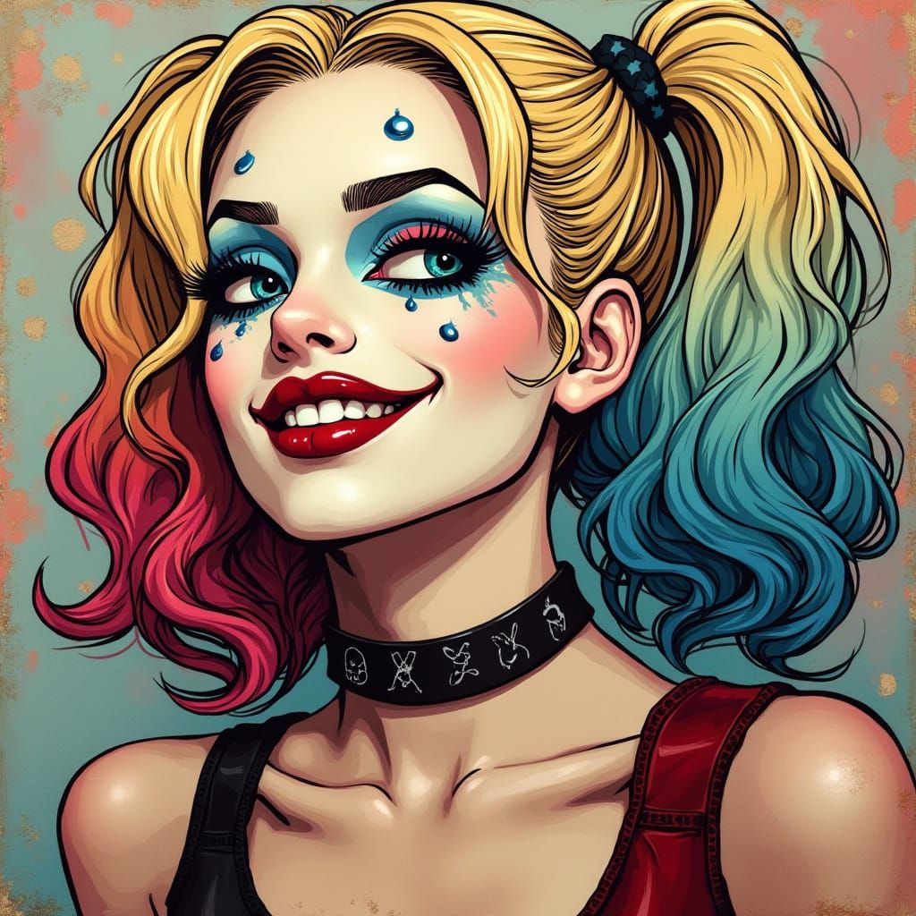 Vibrant Pop Art Portrait of Harley Quinn