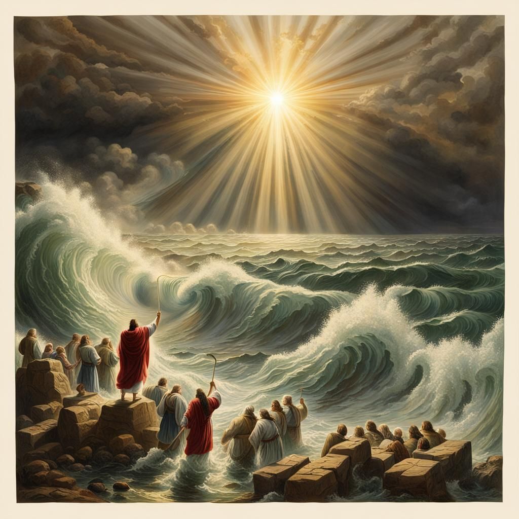 Moses parting the Red Sea
