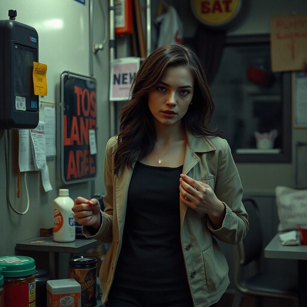 Woman Interacts With Objects in Mundane Dystopian Future