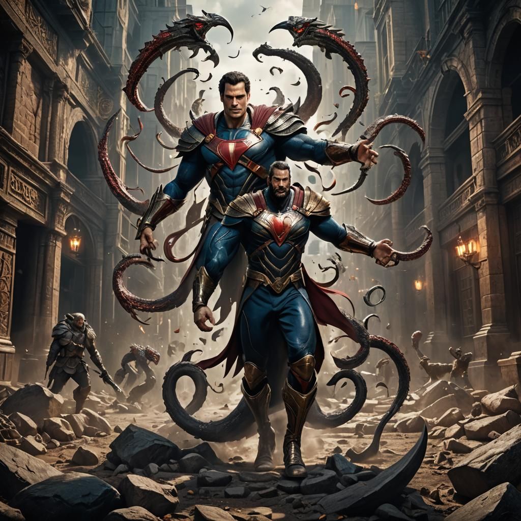 Powerful Four-Armed Man with Tail Fantasy Concept