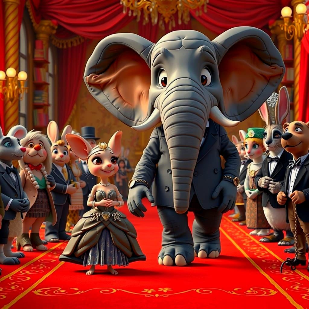 Exquisite Creatures Stroll Down a Vibrant Red Carpet in Whim...