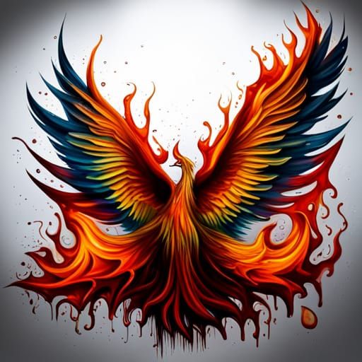 Fiery Phoenix Graffiti Art in Street Style
