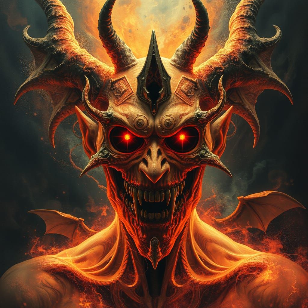 Diabolical Encaustic Portrait of Malevolence