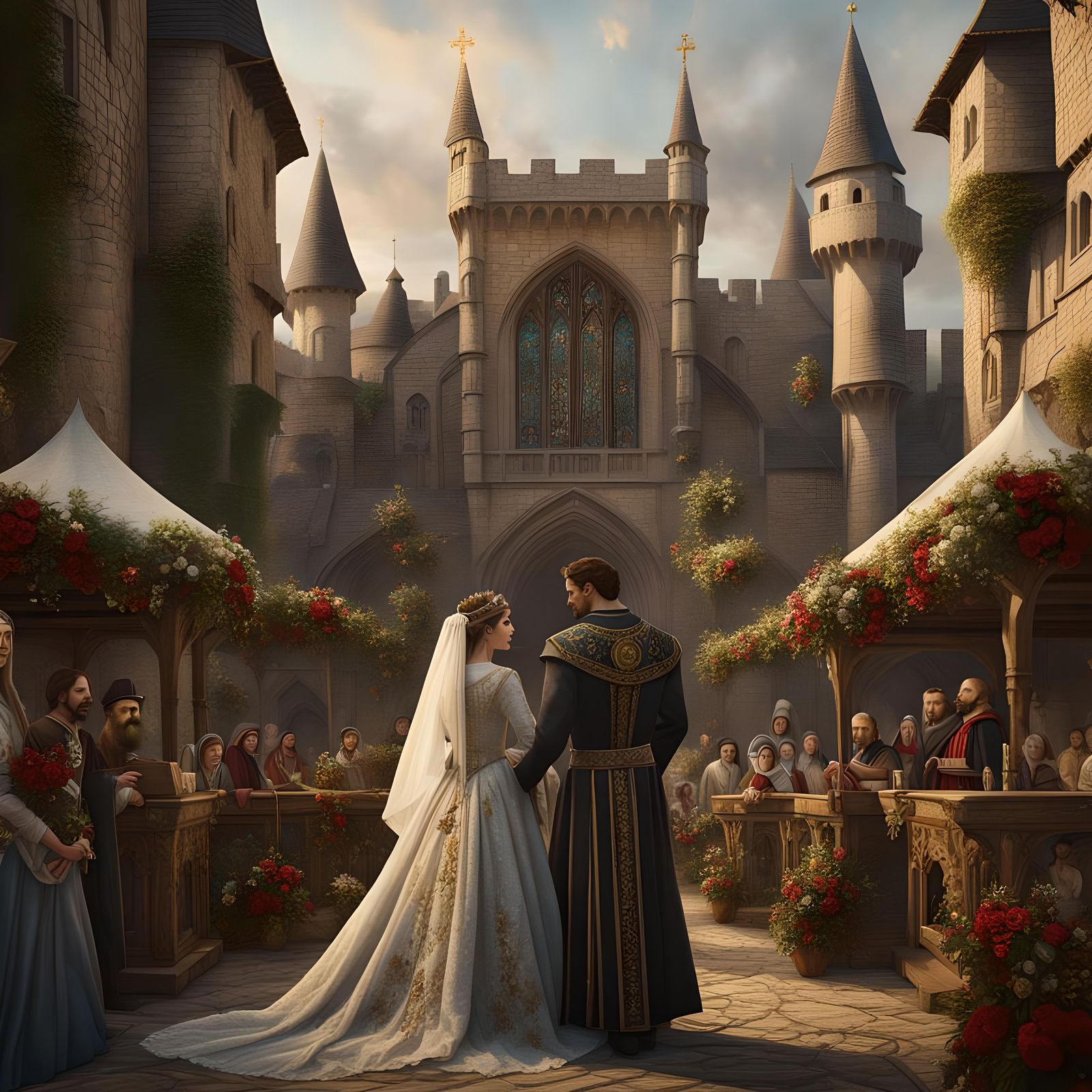 Medieval Royal Wedding Cross Stitch Embroidery