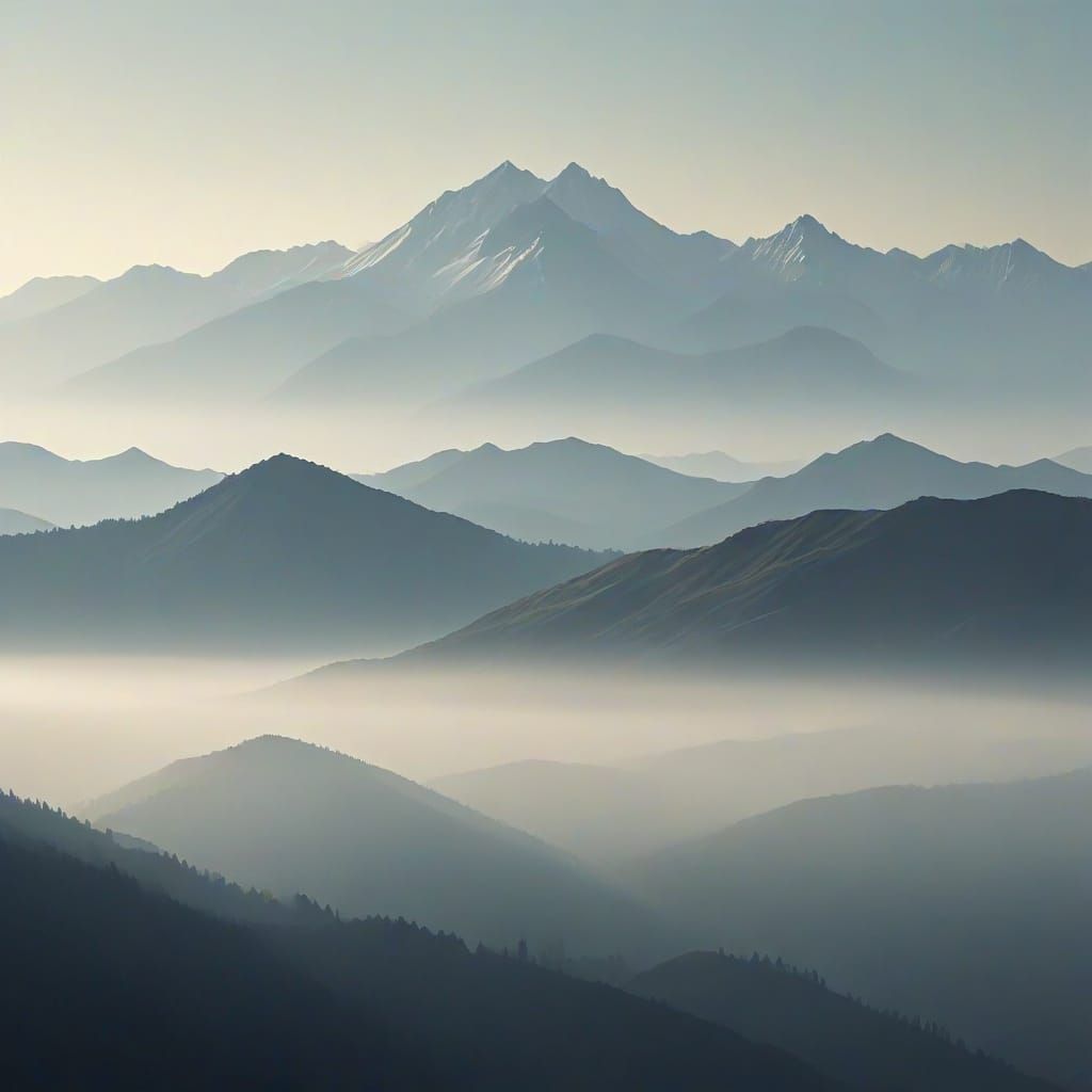 Surreal Mountain Landscape with Ethereal Light
