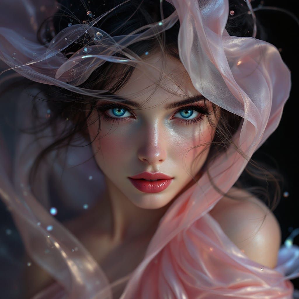 Woman in Silk Gown: A Dark Fantasy Portrait