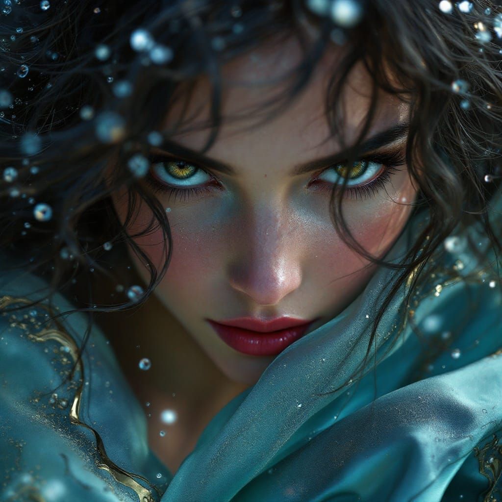 Beautiful Woman in Flowing Gown: A Dark Fantasy Portrait