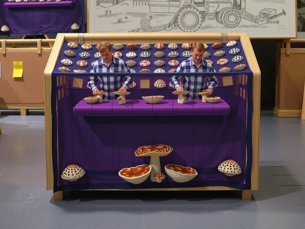 Norwegian Porcelain Workers Tend Giant Mushrooms