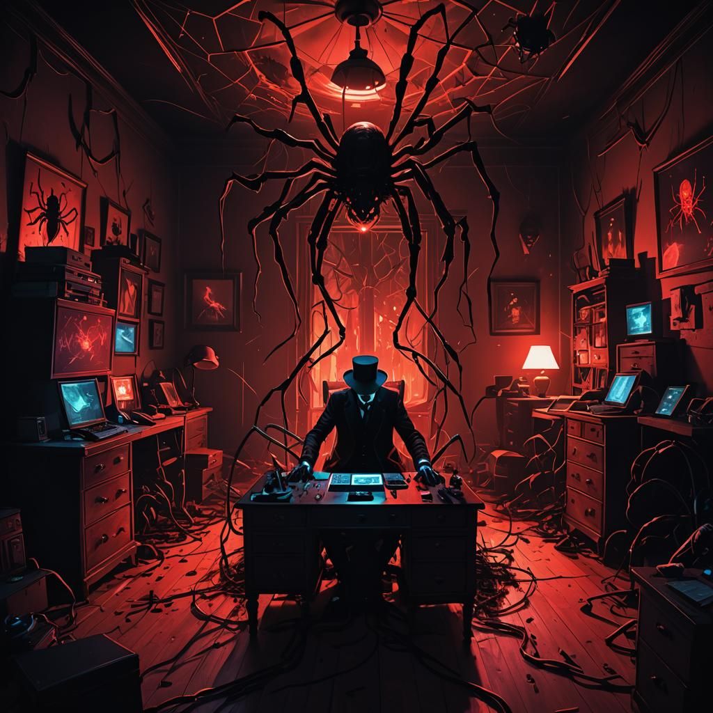 Nightmare Gaming Setup in Dark Fantasy Horror Style