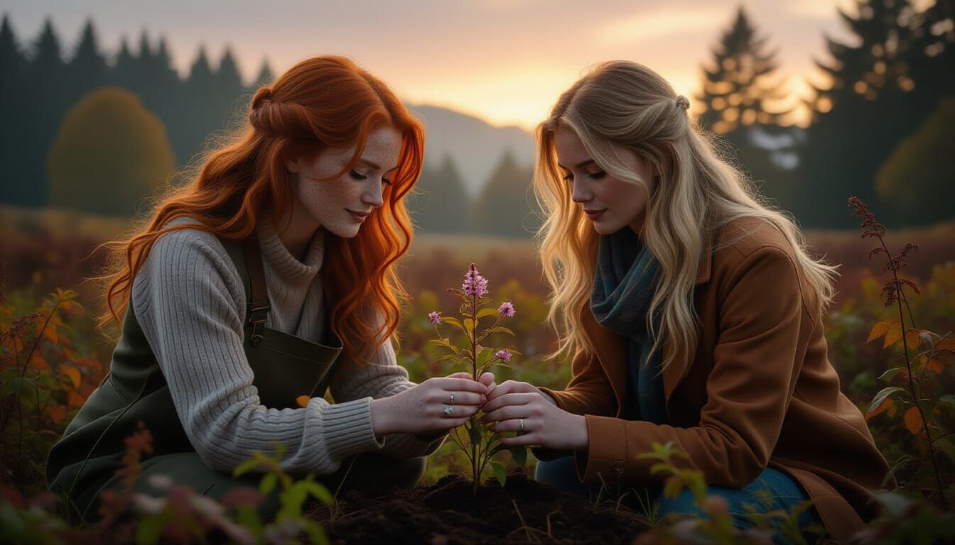 Botanist and Writer Share Tender Moment in Misty Scottish Ga...