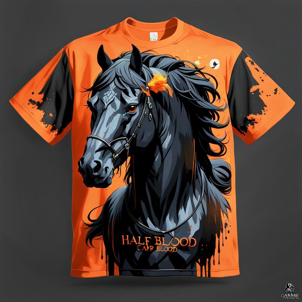 Camp Half-Blood Shirt with Black Horse, Anime Style