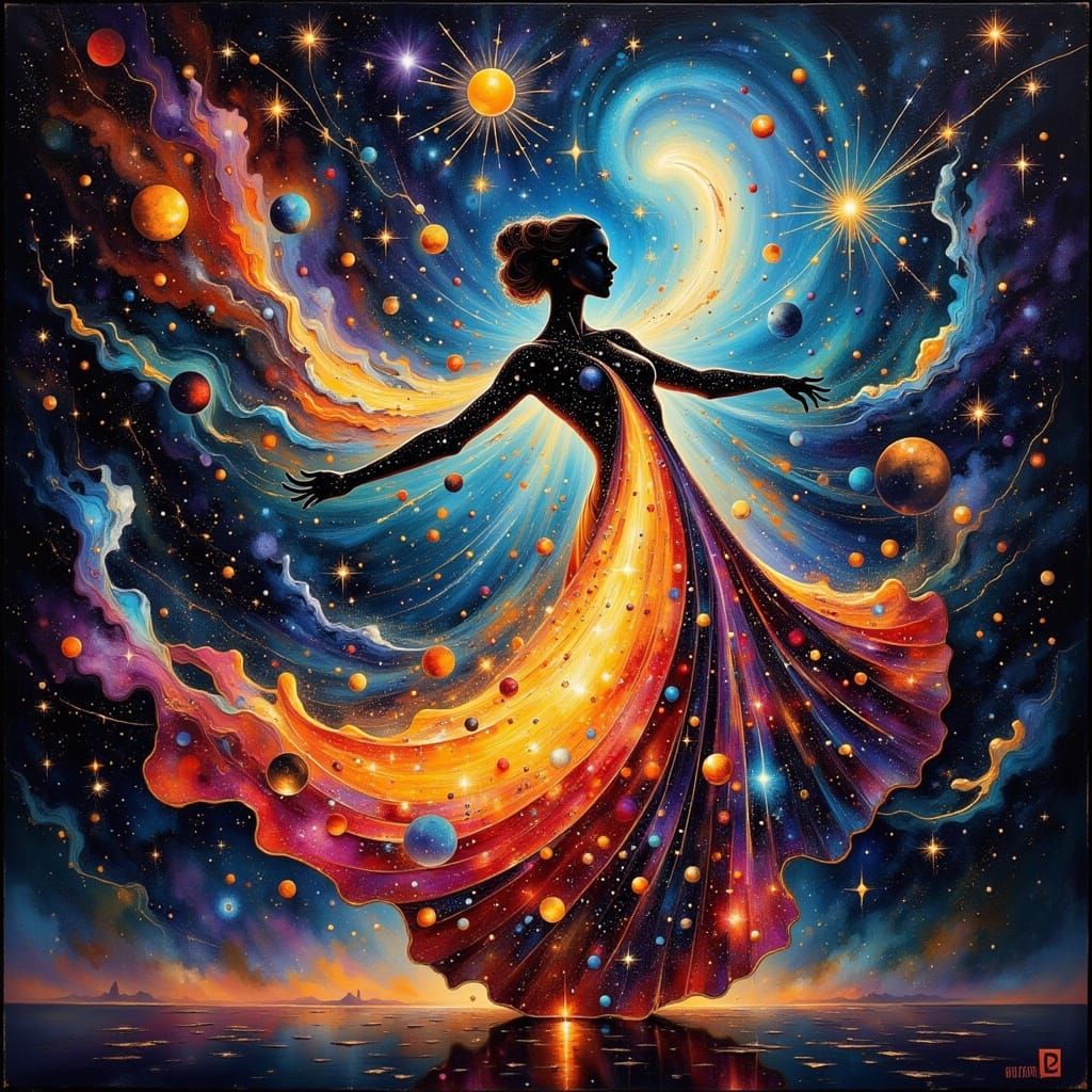Galactic Flamenco Dancer in Cosmic Display