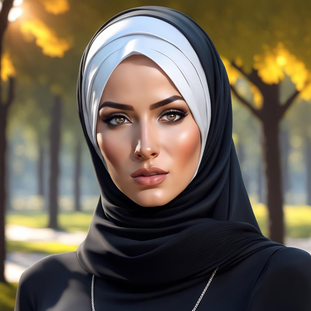 Beautiful Woman in Hijab Portrait, Detailed Concept Art