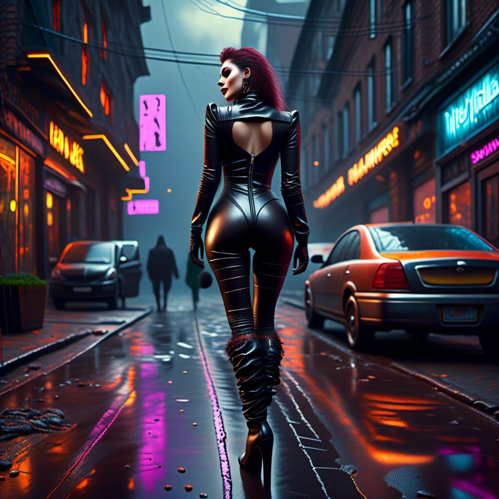 Cyberpunk Woman in Town