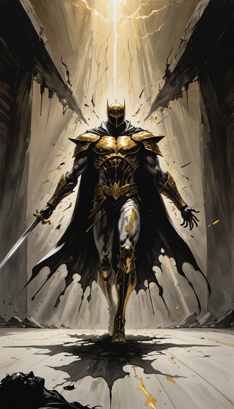 Epic Battle: Light Versus Shadow in Abstract Style