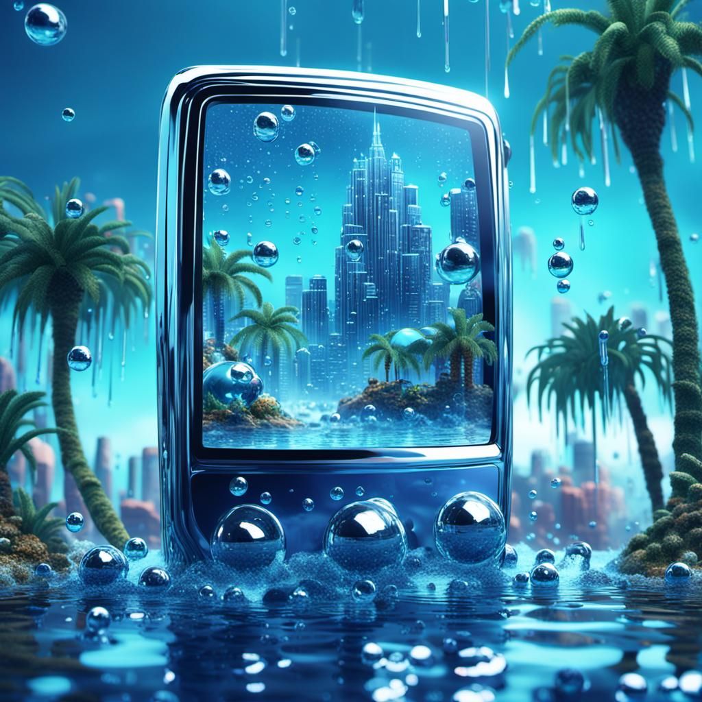 Underwater Frutiger Aero City with Chrome Tech