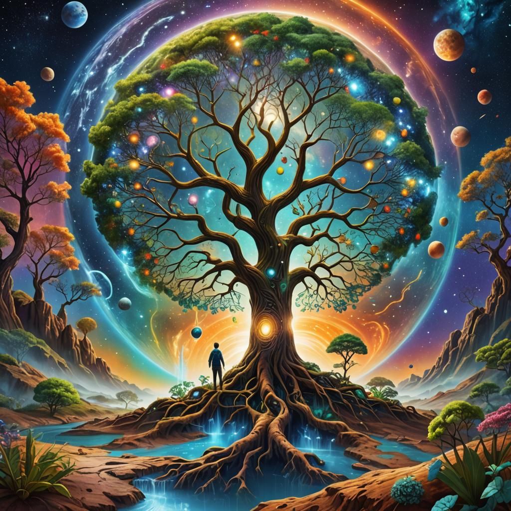 Tree of Life Grows Beyond Earth, Astral Illustration