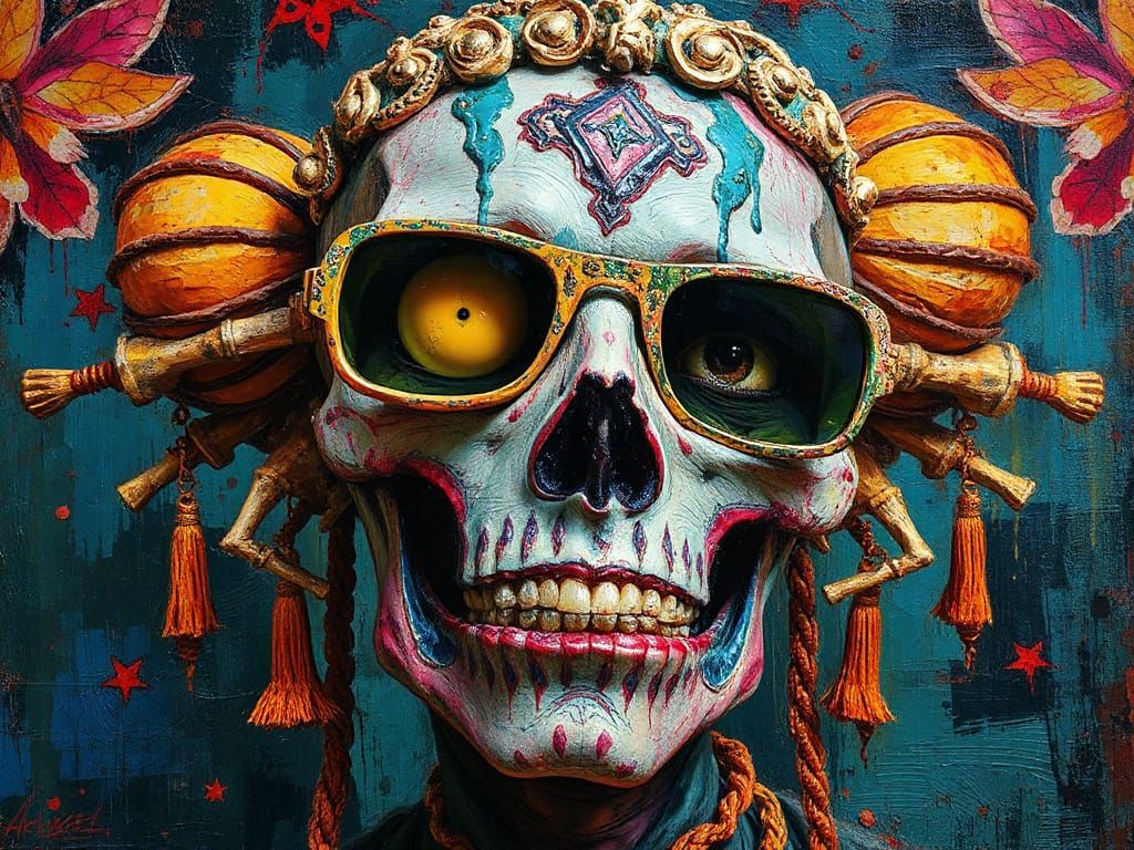 Gritty Punk Carnival in Abstract Expressionist Style