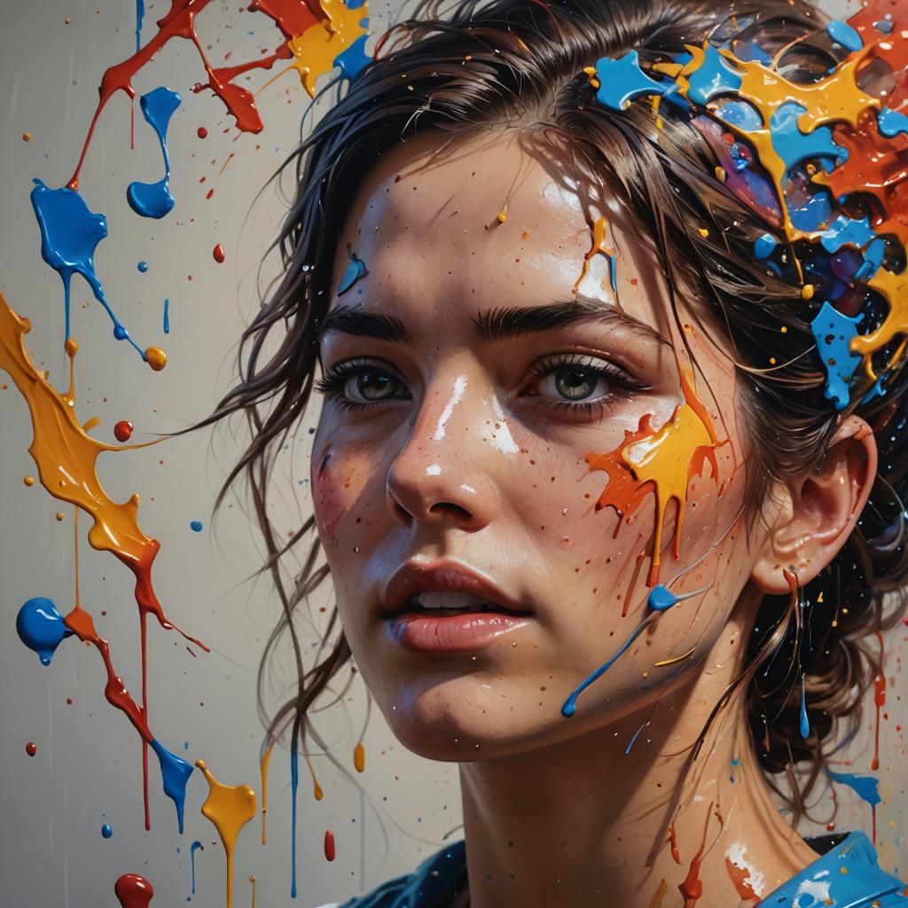 Hyperrealistic Painter's Work with Dramatic Lighting