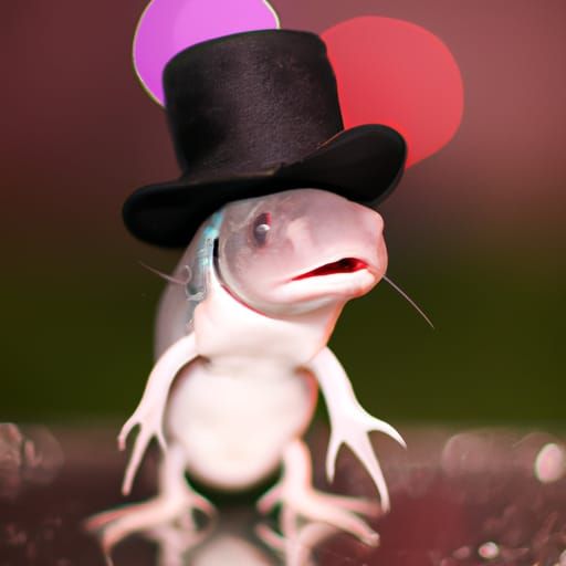 Axolotl in Top Hat: Professional Photography