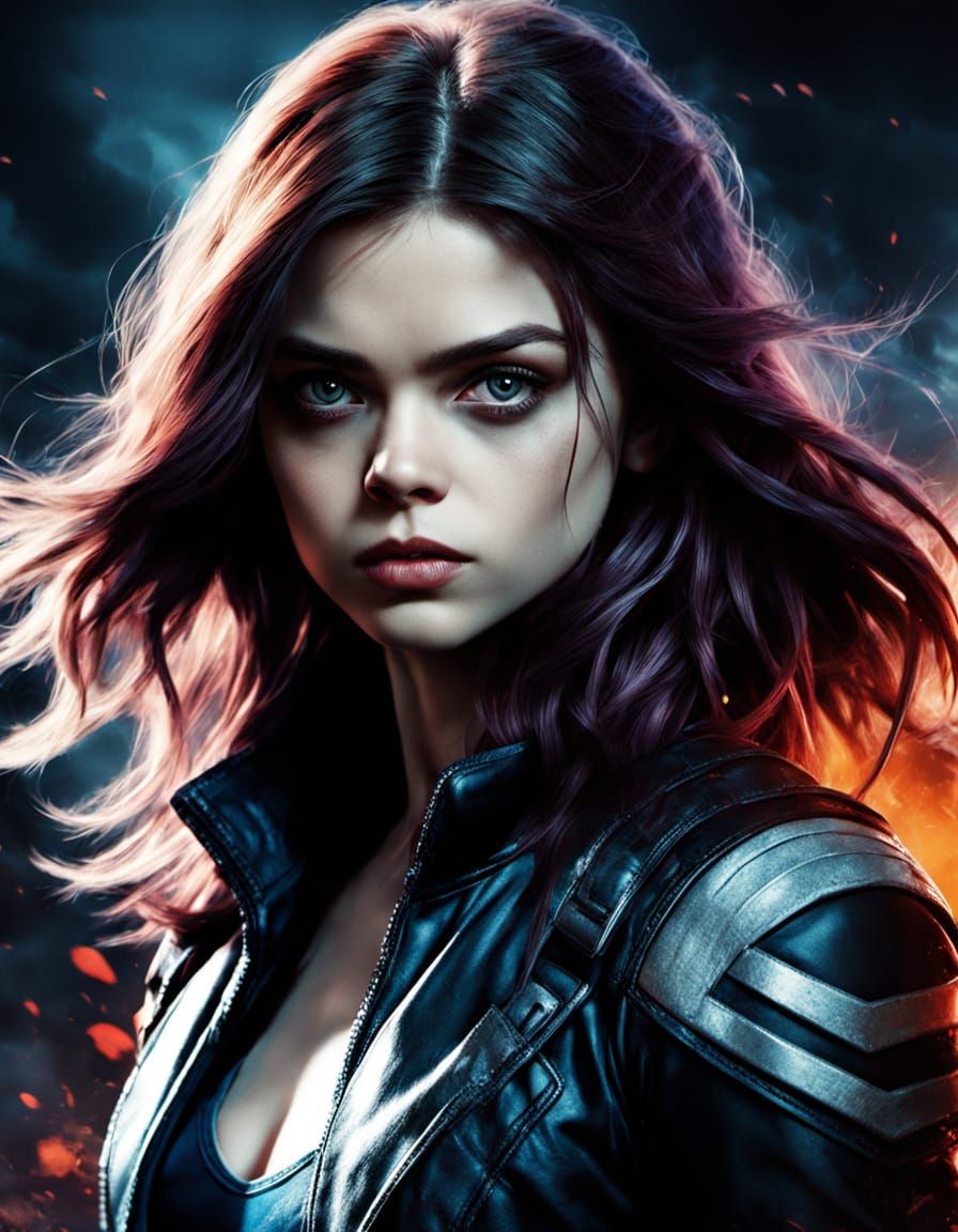 Cinematic Action Heroine in X-Men Style