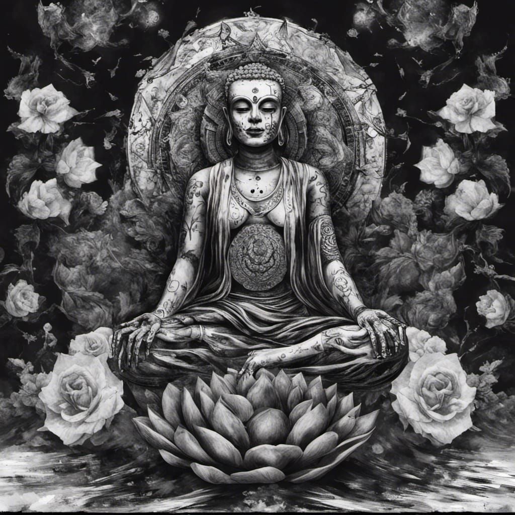 Trash Polka Buddha Sugar Skull with Demon