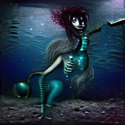 Eerie Mermaid in the Deep Sea