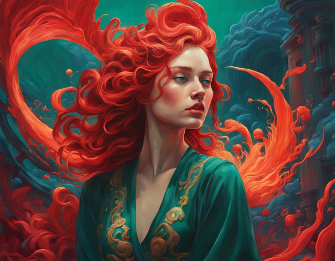 Ethereal Crimson Dreamscape in Hyper-Realistic Fantasy Art