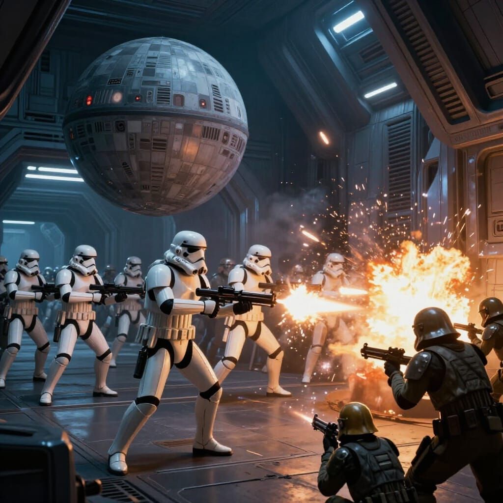 Stormtroopers Battle Rebels on Death Star in Cinematic Conce...