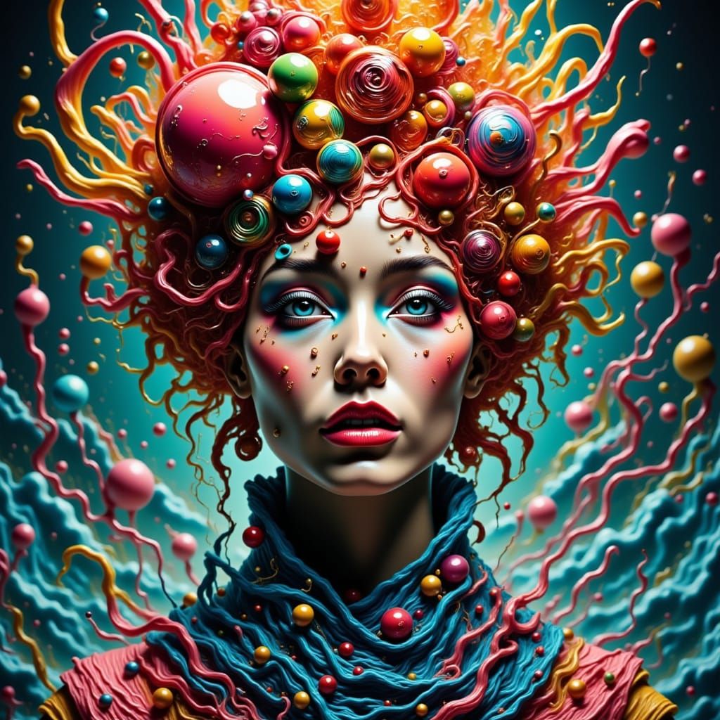 Surreal Woman Portrait in Art Nouveau Style
